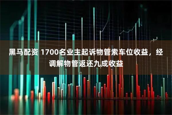 黑马配资 1700名业主起诉物管索车位收益，经调解物管返还九成收益