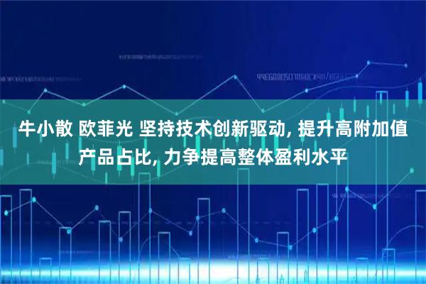 牛小散 欧菲光 坚持技术创新驱动, 提升高附加值产品占比, 力争提高整体盈利水平